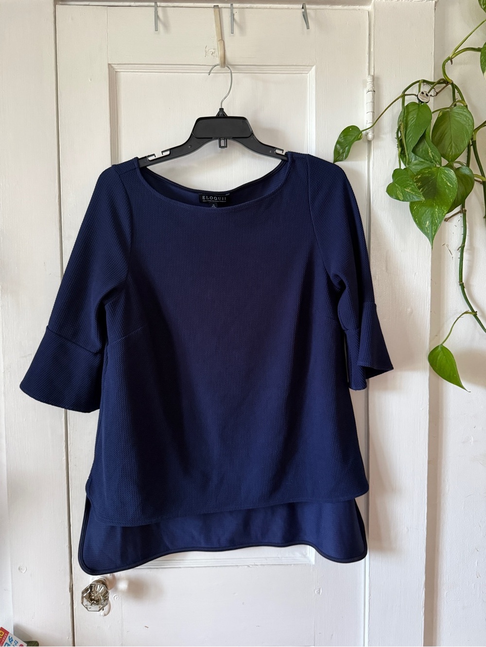 Eloquii Navy Layered Bell Sleeve Top size 18